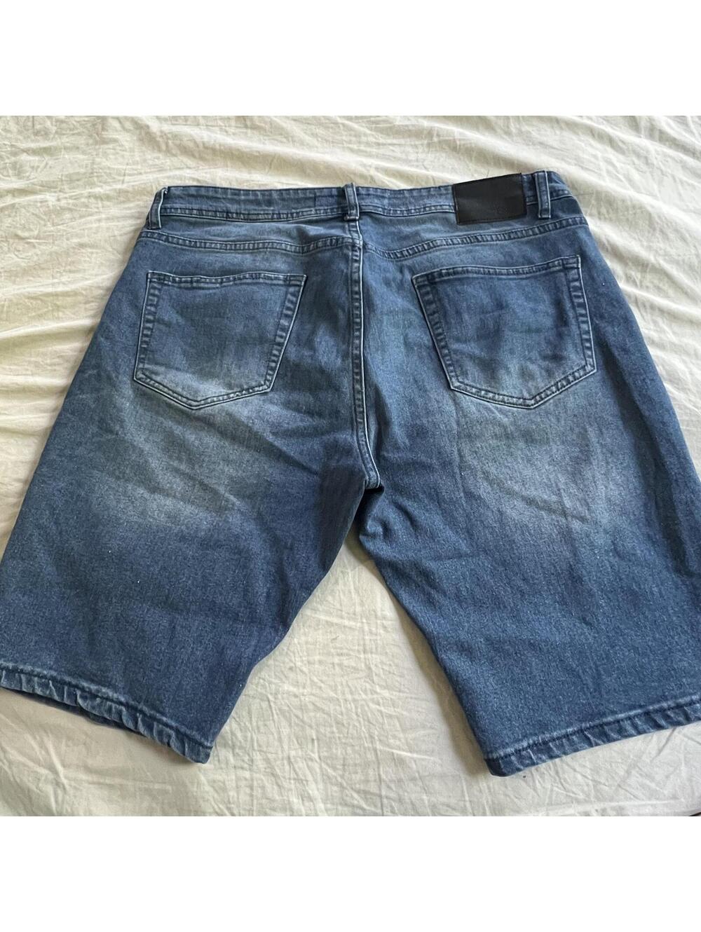 Mens Tailor Vintage Slim Fit Stretch Denim Shorts Jorts Summer 37x10.5 tag 36